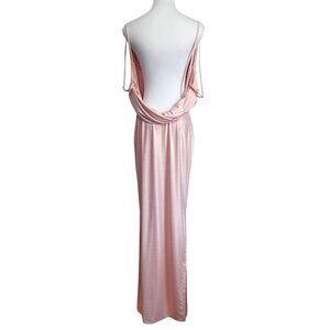 HOUSE OF CB LEONETTA METALLIC PINK COWL NECK OPEN BACK EVENING FORMAL DRESS - S